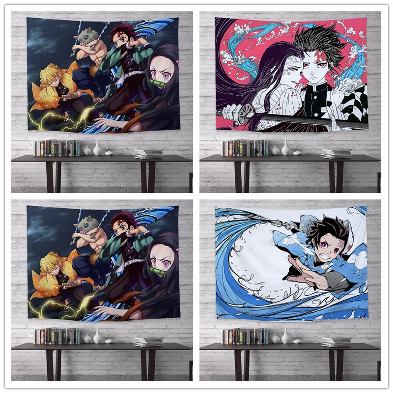 

Devil's Blade Japanese Anime Manga Home Textile Demon Slayer Kimetsu No Yaiba Home Remodel Decor Plush Wall Covering Tapestry