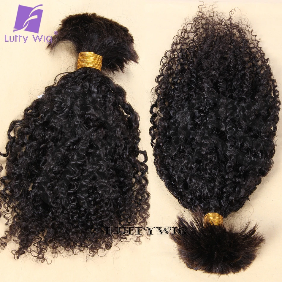 Curly Bulk Human Hair for Braiding No Weft Double Drawn Full Ends Brazilian Bulk Curly Hair Bundles for Boho Braids Wholesale