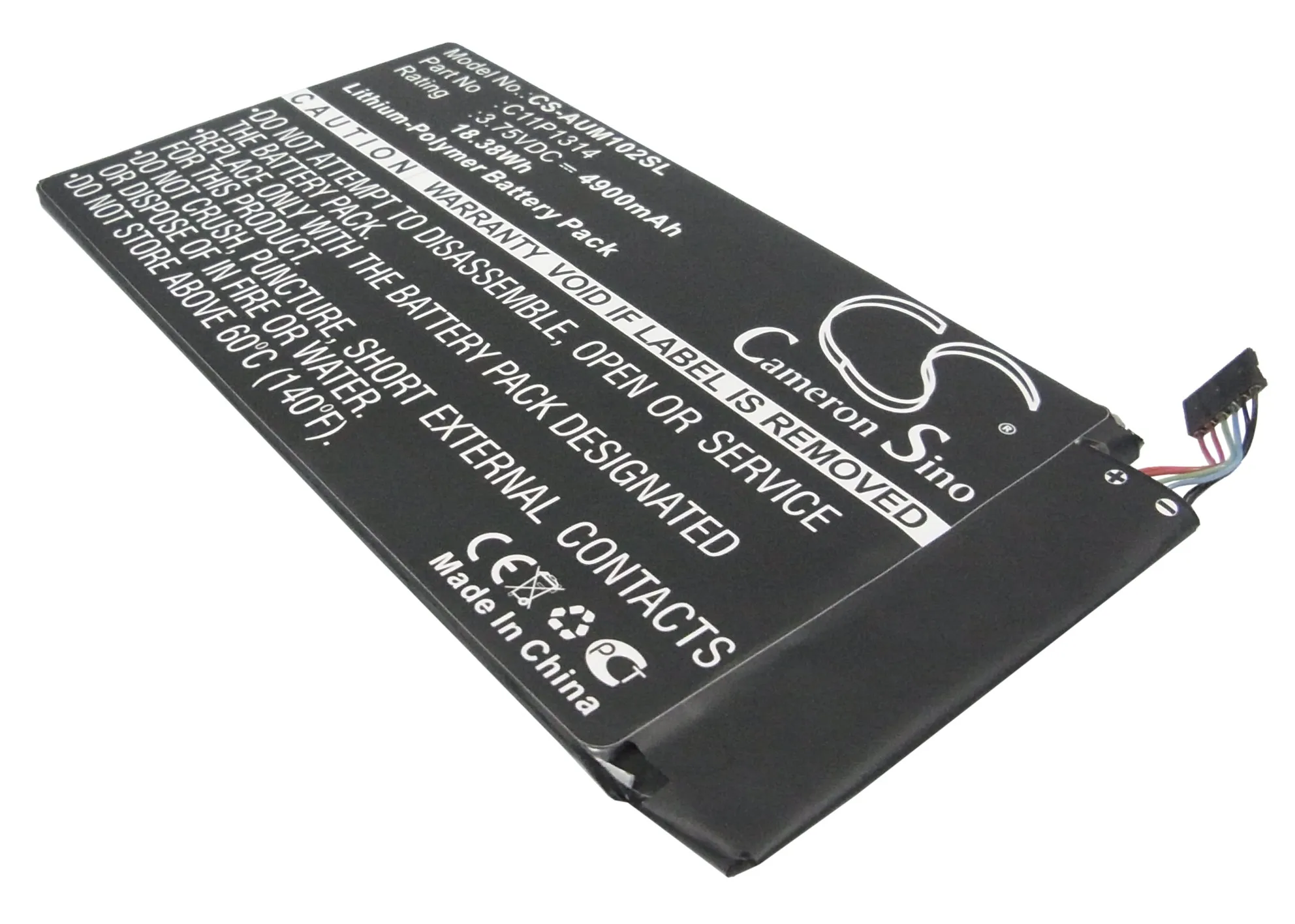 

Tablet Battery For Asus C11P1314 Memo Pad K00F Me102a 1B Volts 3.75 Capacity 4900mAh / 18.38Wh
