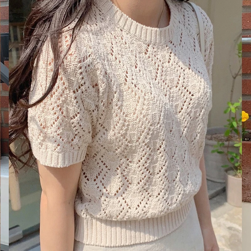 Женская трикотажная блузка с коротким рукавом и круглым вырезом универсальная