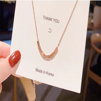 korean wind titanium steel necklace is perfect small square necklace female llight luxury design rose gold color clavicle chain