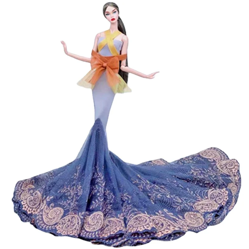

Аксессуары для кукол 1/6 BJD синий серый цветочный рыбий хвост платье принцессы для кукольного домика Барби Одежда для куклы Барби наряды наряд игрушка