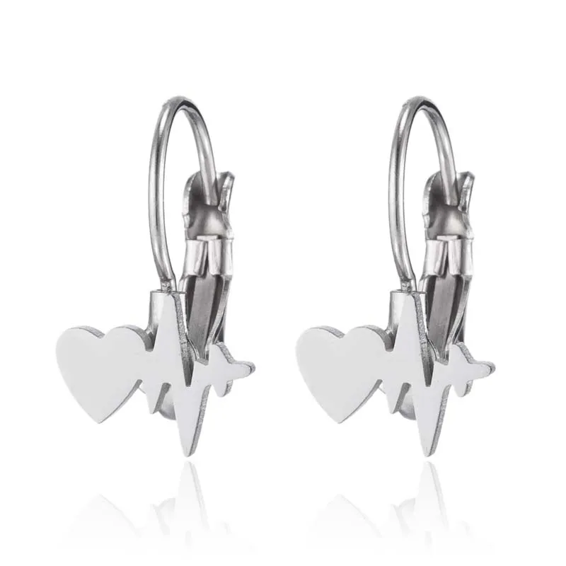 

Heart-Shaped Simple Personality Ear Clip Ladies Cute Stainless Steel Heartbeat Heart-Shaped Ear Clip Banquet Party Ear Jewelry
