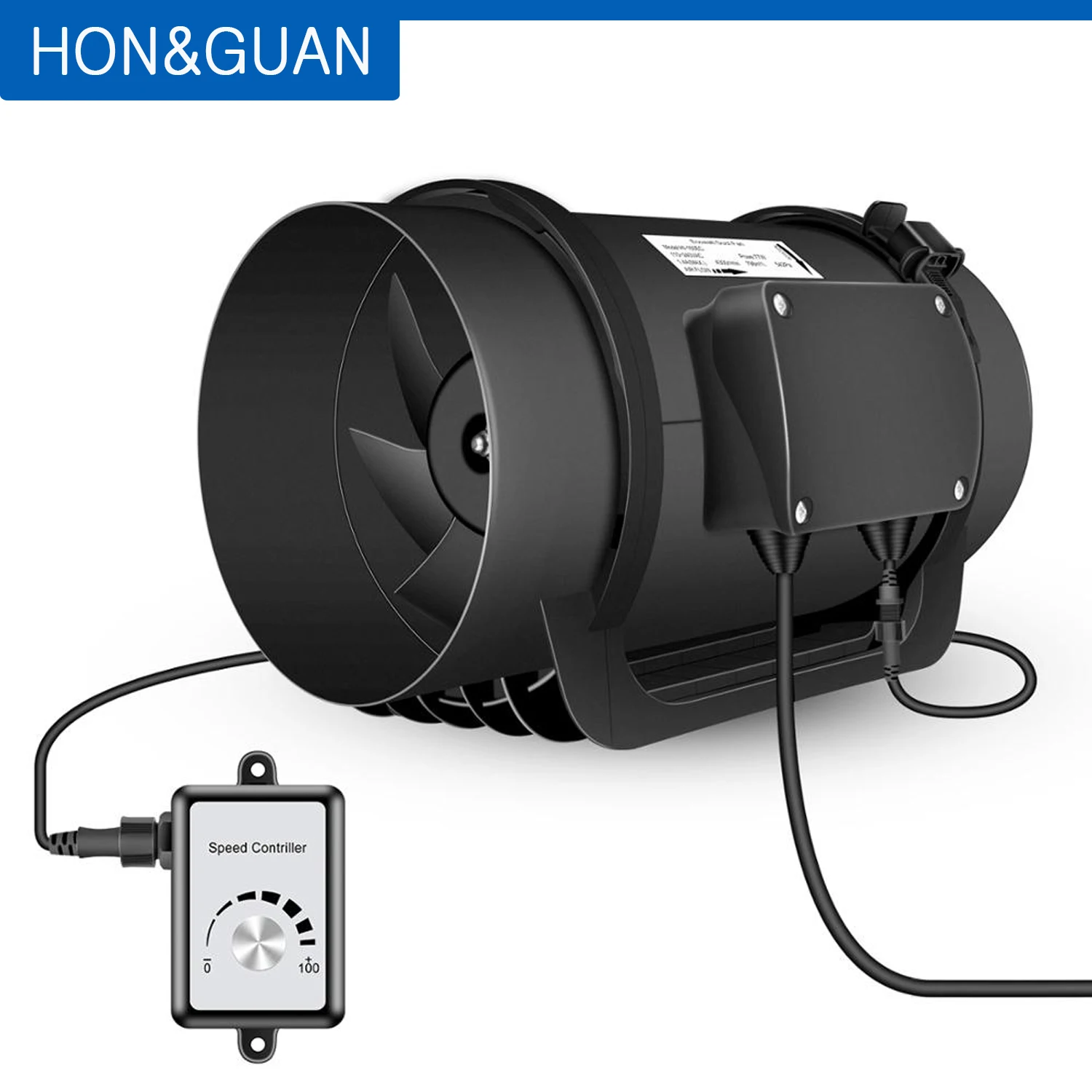 Hon&Guan 6 Inch Inline Duct Fan 0-10V PWM Variable Speed Controller Air Extractor for Bathroom Exhaust Ventilator HI-150EC Motor