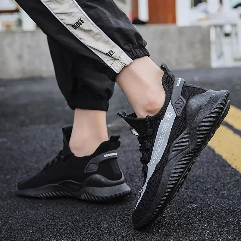 Men Casual Shoes Sneakers Summer Flying Fabric Lac-up Sneakers Comfortable Breathable Walking Shoes