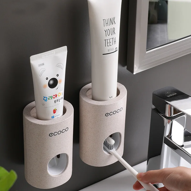 Toothpaste Dispenser Automatic Toothbrush Holder Set Wall Mounted Toothpaste Squeezer Toothpaste Rack Bathroom Accessories
