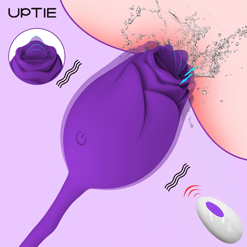 Беспроводной Женский Вибратор розы с языком лижущий Стимулятор точки G