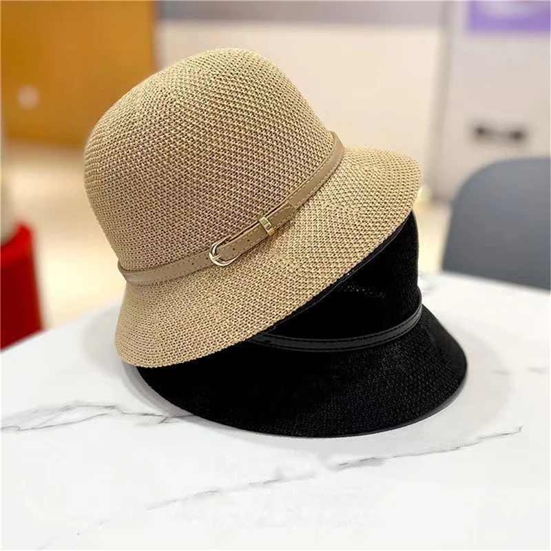 

Шляпа от солнца Женская, простая льняная воздухопроницаемая Освежающая летняя дорожная Солнцезащитная декоративная лента от солнца, складная соломенная шляпа в подарок