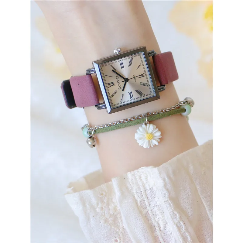 

Часы женские кварцевые с квадратным браслетом, люксовые модные наручные, из нержавеющей стали розового цвета, подарок на праздник