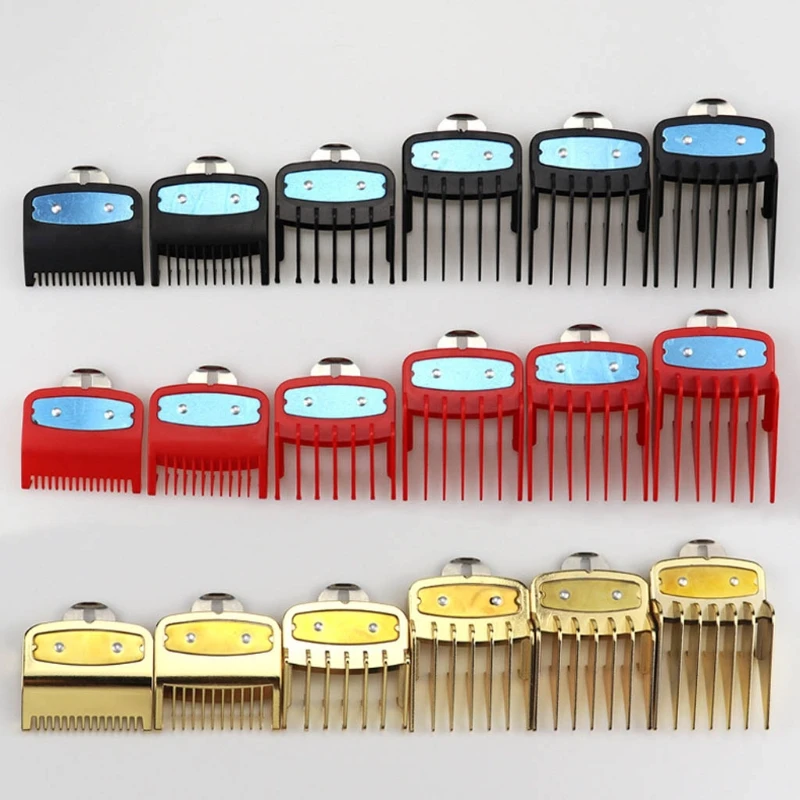 

6PCS Barber Shop Styling Guide Comb Hair Trimmer Clipper Green Limit Comb