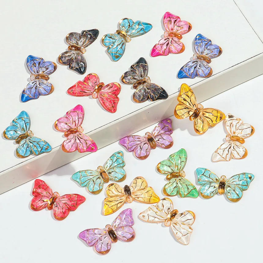 20 Шт./компл. Красочные Акриловые Подвески-бабочки 18x32 Мм Подвески Для