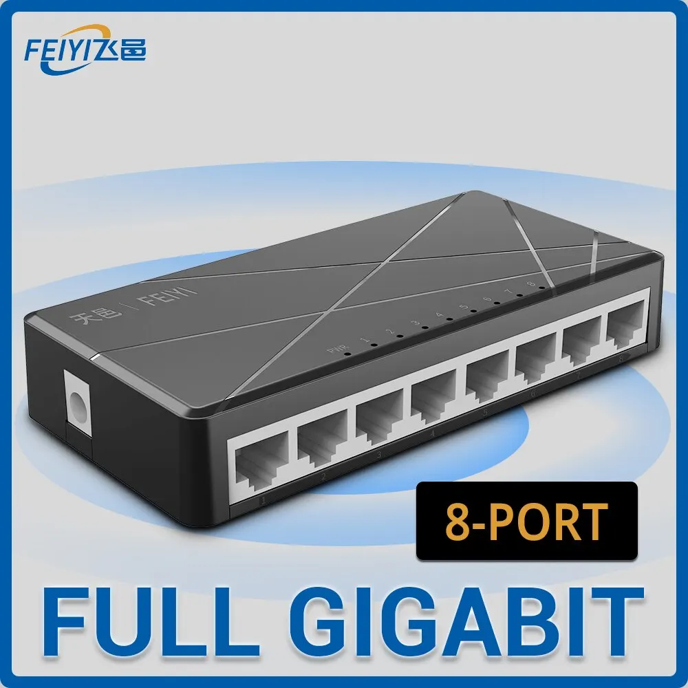 FEIYI SG108M Ethernet Switch with 8 Port Desktop Ethernet Network Gigabit Switch 1000Mbps LAN Hub