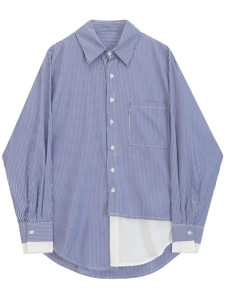 

Женская однобортная рубашка в клетку, повседневная универсальная Свободная блузка в полоску с отложным воротником, модель C012 на осень, 20222