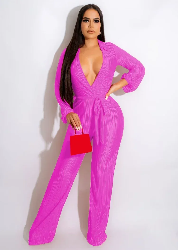 Элегантная плиссированная рубашка KEXU с отложным воротником V-образным вырезом и