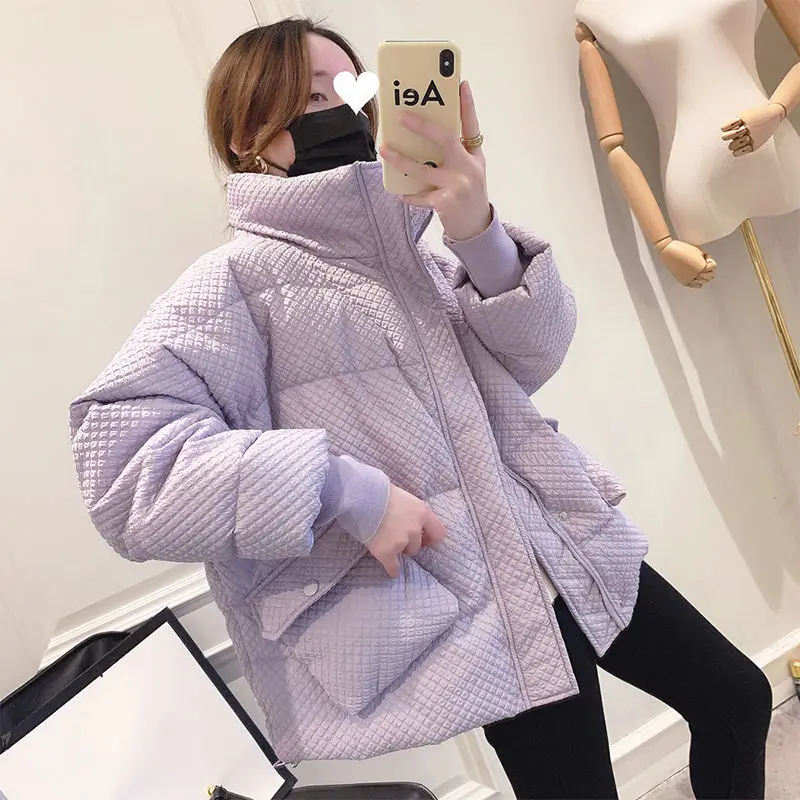 Women 2023 Winter New Stand Collar Down Jackets Female Loose White Duck Down Coats Ladies Short Solid Clothing Outwear T746