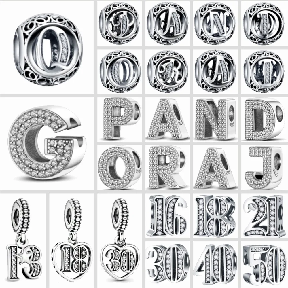 

New 925 Sterling Silver 26 A to Z Letter 16th 18th Bead Fit Original Pandora Charms mybeboa Bracelet Women Jewelry accessories