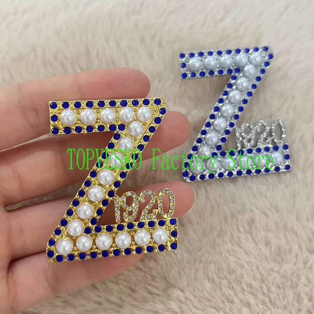 Zeta Sorority подарок Z 1920 жемчуг и циркон брошь булавка греческое братство ювелирные