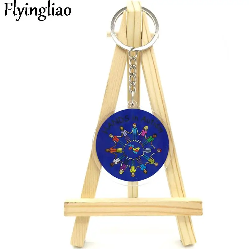 

Autism Pattern Acrylic key chain animation double layer transparent acrylic Pendant car key chain Girl
