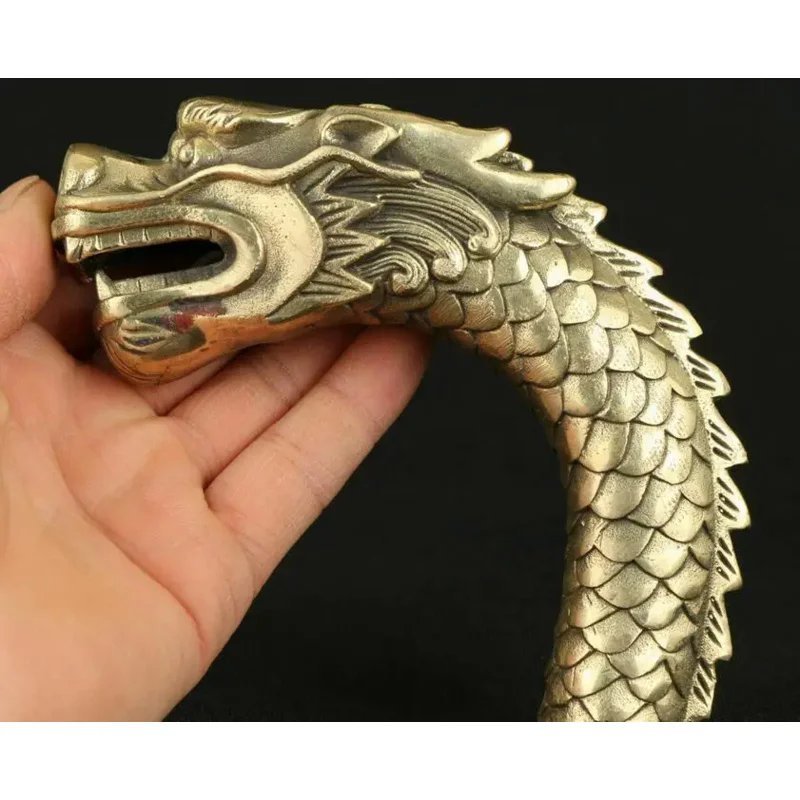 КИТАЙСКАЯ СТАРАЯ МЕДНАЯ СТАТУЯ ДРАКОНА С РУЧНОЙ ГОЛОВКОЙ ФЕРОЦЕСТЫЙ ДРАКОН