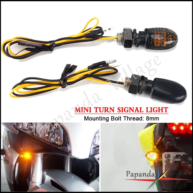 

Dirt Bike 8mm Turn Signal Light Mini LED Blinker Indicator Lamp For Honda Suzuki Kawasaki Yamaha Aprilia Dual Sport Street Bikes