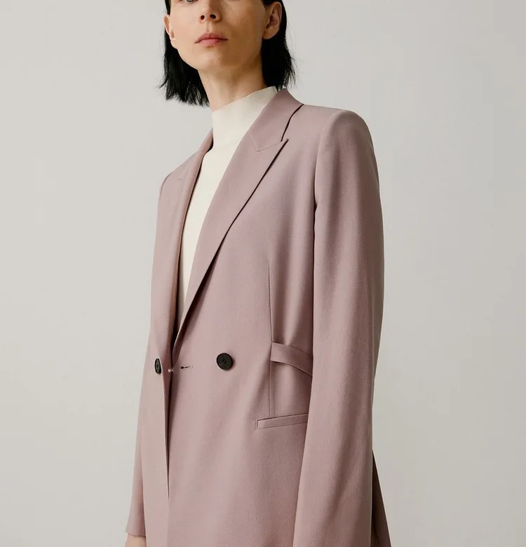 

Wool Plain Suit Women's Ninth-sleeve Cloth Lace-up Salmon Jacket 2022 Spring New