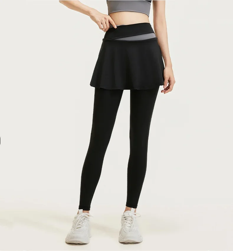 Поддельные брюки из двух частей спортивные женские тонкие для фитнеса и йоги