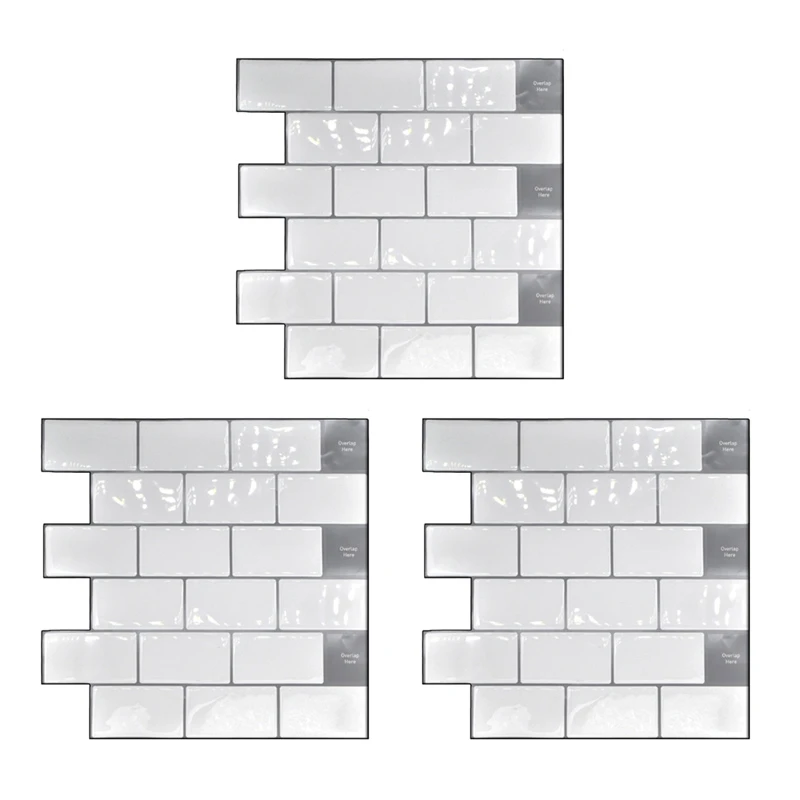 

Peel And Stick Backsplash 10X10 Inch Removable 3D Subway Wall Tiles (Pack Of 12),For Kitchen Or Bathroom