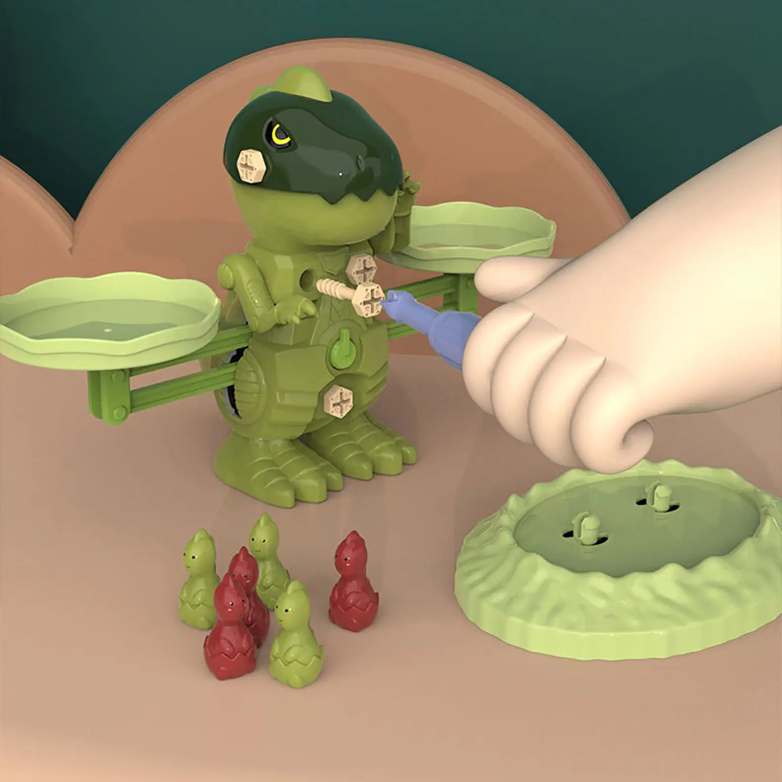 

Montessori Math Toy Dinosaur Counting Scale DIY Assembly Dinosaur Arithmetic Learning Weight Balance Activity Early Learning Toy