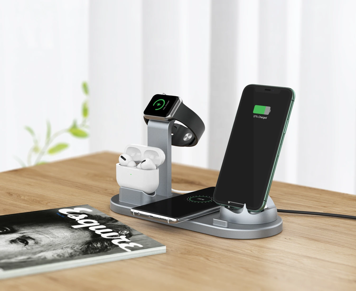 4 in 1 usb c magsaf quick wireless charger adapter docking station stand for apple watch smartphone iphone 8 x 11 12 13 earpod free global shipping