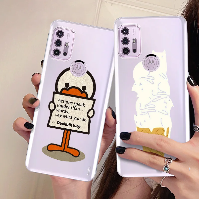

Cute Funny Cat Duck Case for Motorola Moto G10 G20 G60S G30 G22 4G EU One Fusion G7 G8 G9 E7 Power Plus Play Soft TPU Fundas