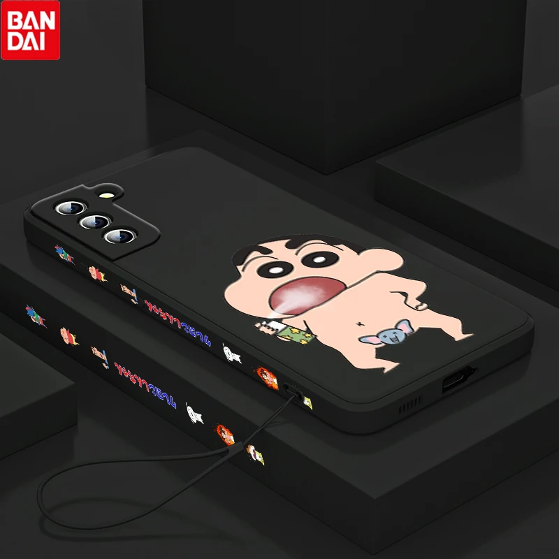 

Cartoon Crayon Shin-chan For Samsung Galaxy S22 S21 S20 S10 Note 20 10 Ultra Plus Pro FE Lite Liquid Left Rope Phone Case Cover
