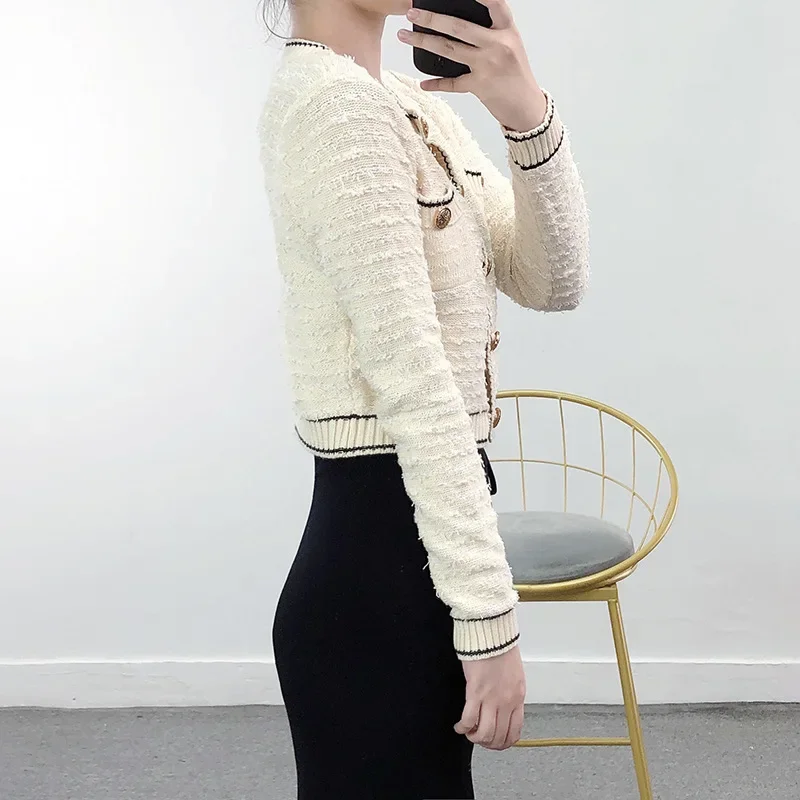 2024 весенне-осенний тонкий вязаный топ для похудения маленький размер кардиган с