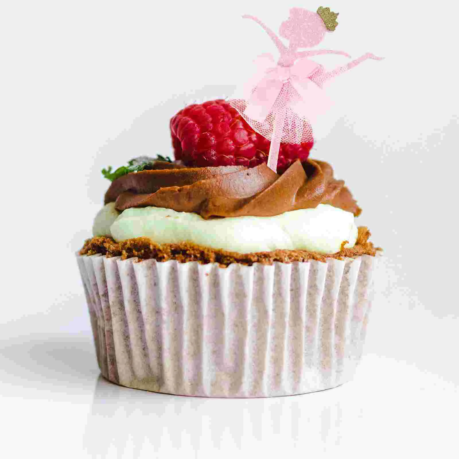 

12 Pcs Women's Dress Hats Cake Toppers Decorate 14.2X6.6cm Ballet Girl Pink Baby