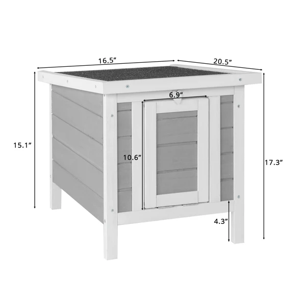 

20" Wooden Waterproof Rabbit Hutch Pet Bunny Small Animal House Habitat Gray
