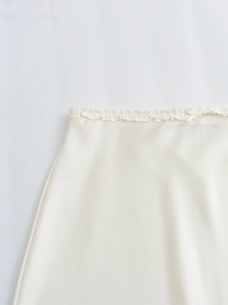 Новинка 2024 года модные женские атласные комплекты из двух предметов с оборками и