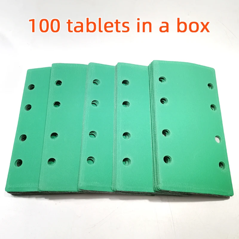 Rectangular Dry Sandpaper Green 8-Hole Flocking Car Putty Woodworking Self-Adhesive Back Velvet Abrasive