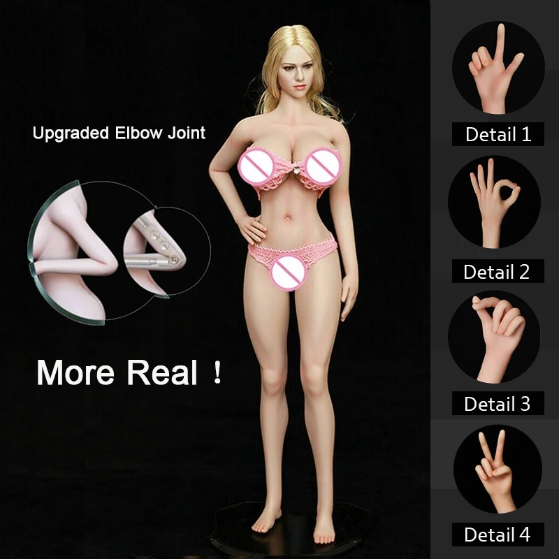 

28XL 1/6 Girl Super Big Breast Action Figure Silicone Seamless Female Body Toys with Active Fingers Upgraded Elbow Joint Model