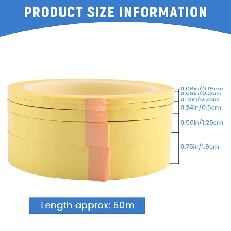6 рулонов ленты для тонких линий 1/16 7/10 1/8 1/4 1/2 3/4 дюйма X 55 ярдов малярная лента