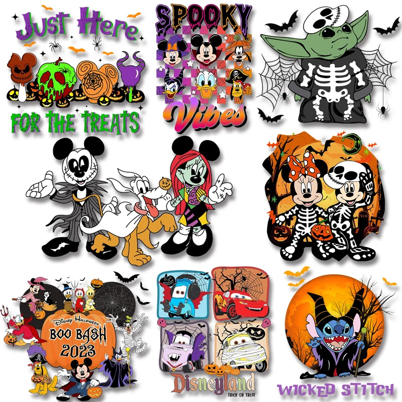 

Disney Halloween Mickey Minnie Toy Story Stitch Iron On Transfer Heat Vinyl Ironing Stickers Decor Vinyl Sticker For Clothes