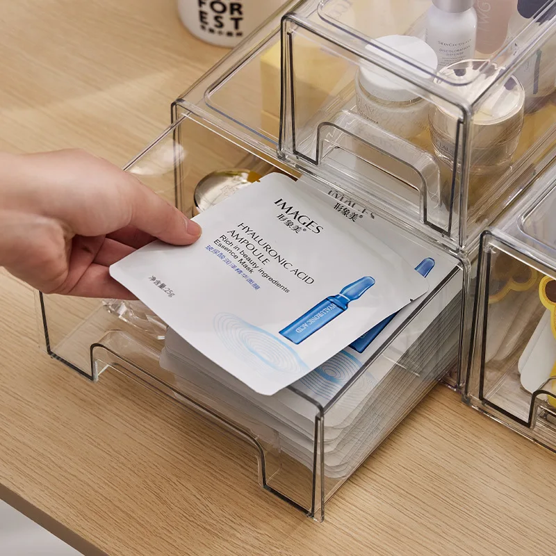 

Desktop cosmetic mask storage box acrylic transparent drawer-type stackable multi-layer skin care storage box