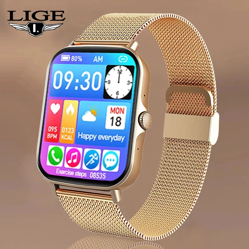 

LIGE Smart Watch Women Bluetooth Call Smartwatch Men Sports Bracelet Waterproof Watch For Huawei Temperature Monitor Smart Clock