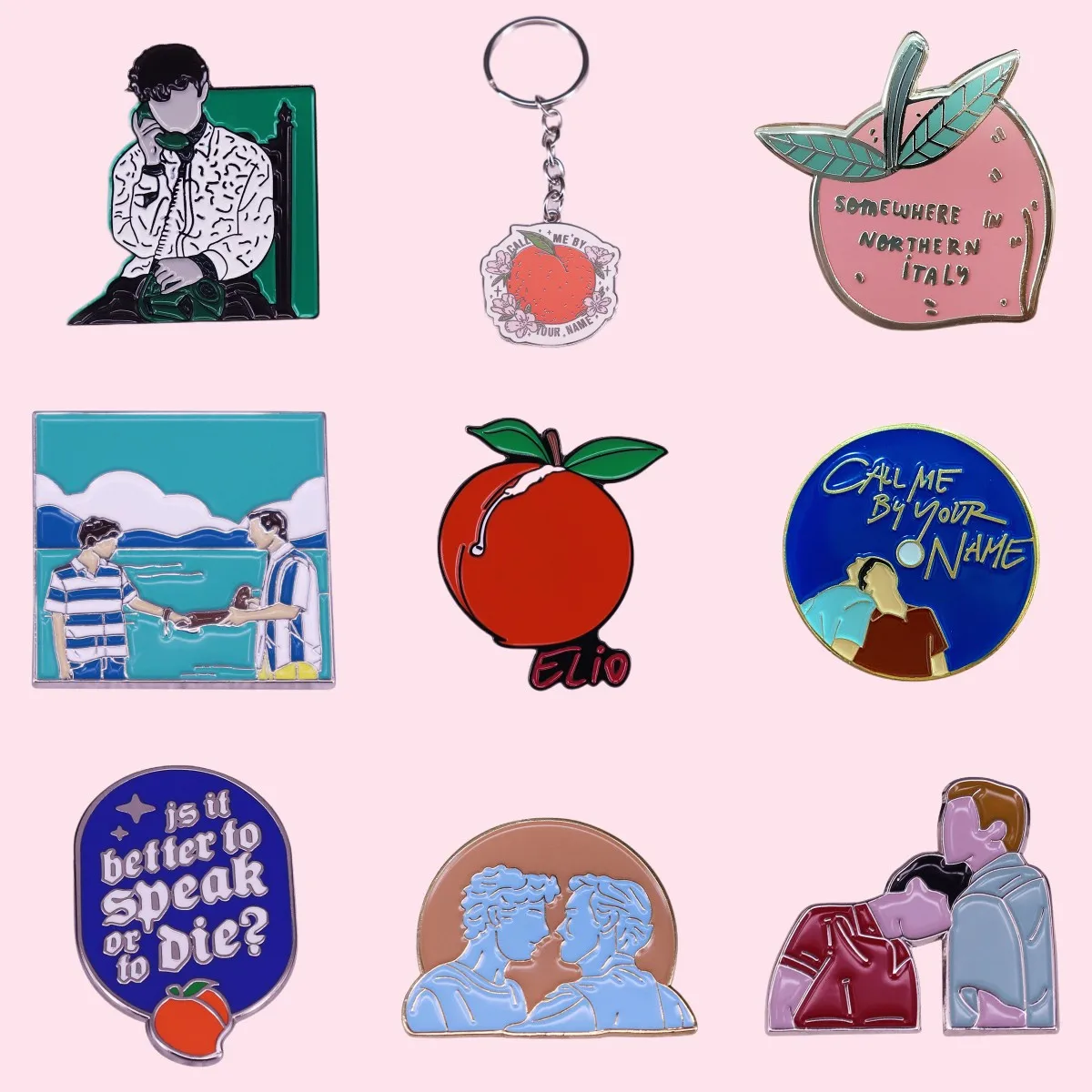 

Classic Movies LGBT Enamel Pins Custom Gay Sweet Love Brooches Subtle Peach Lapel Badges Love Jewelry Gift for Friends Wholesale