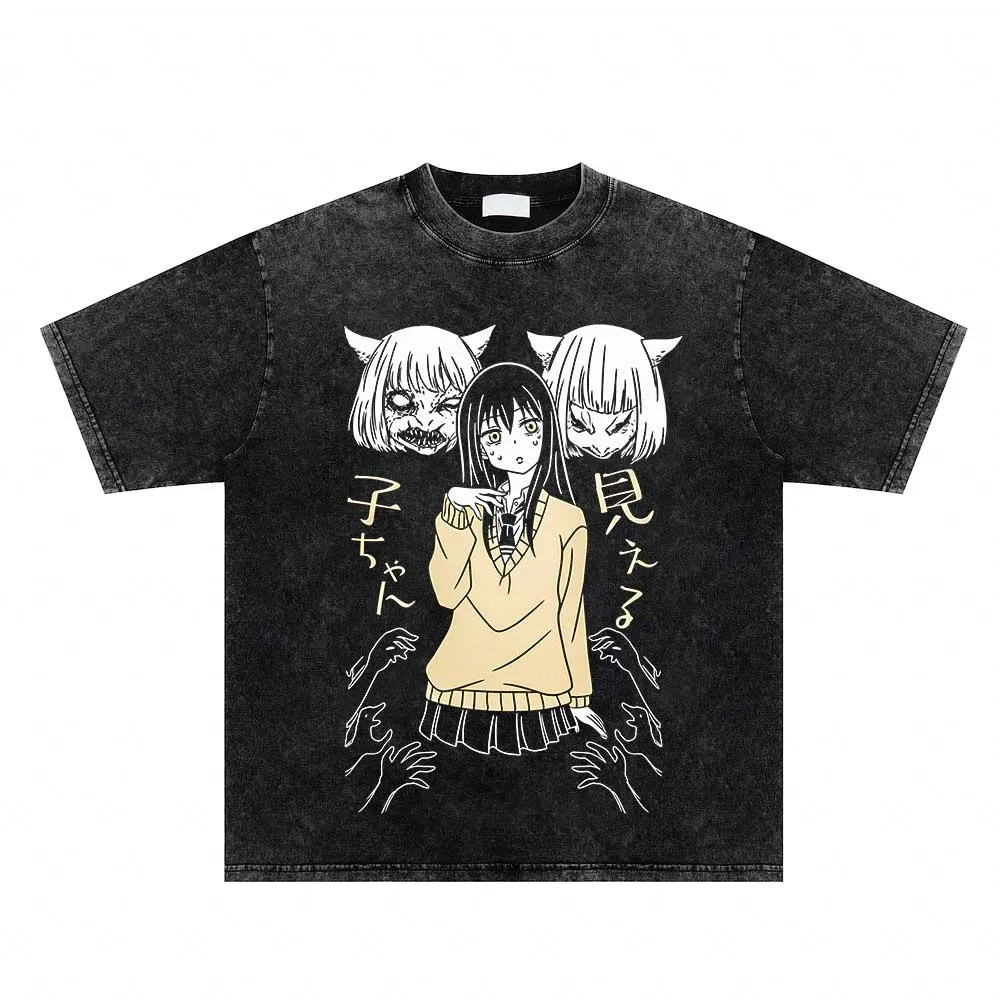 

Футболка мужская с принтом аниме и графикой, хлопковая уличная одежда в стиле Харадзюку для девушек, оверсайз, с коротким рукавом, лето
