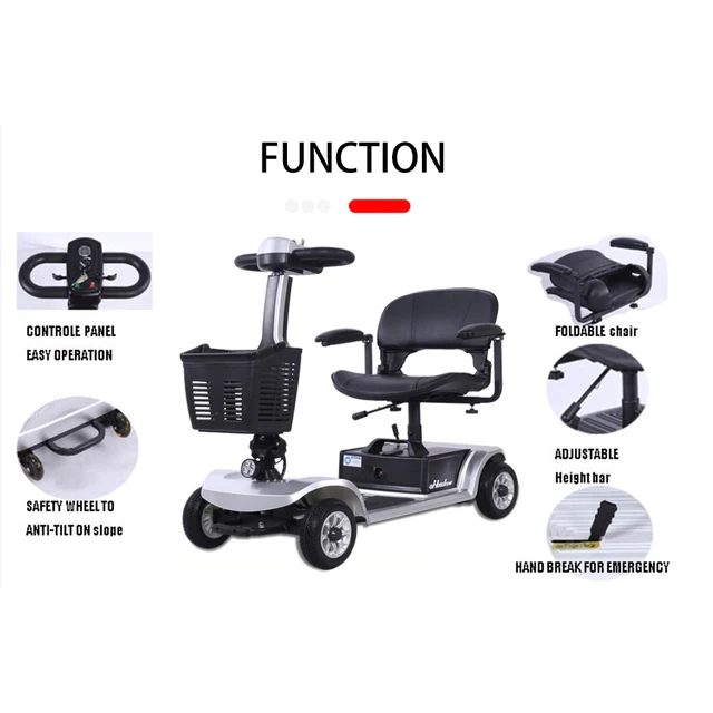4 Wheels Electric Mobility Scooter For Adult Elderly Disabled People Outdoor With Foldable Function 250W Motor Max Speed 6-8KM/H 2