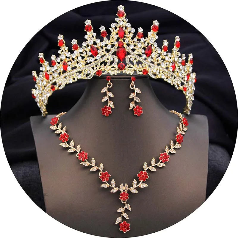 Женская тиара и короны Свадебный комплект из колье серёг 11 цветов