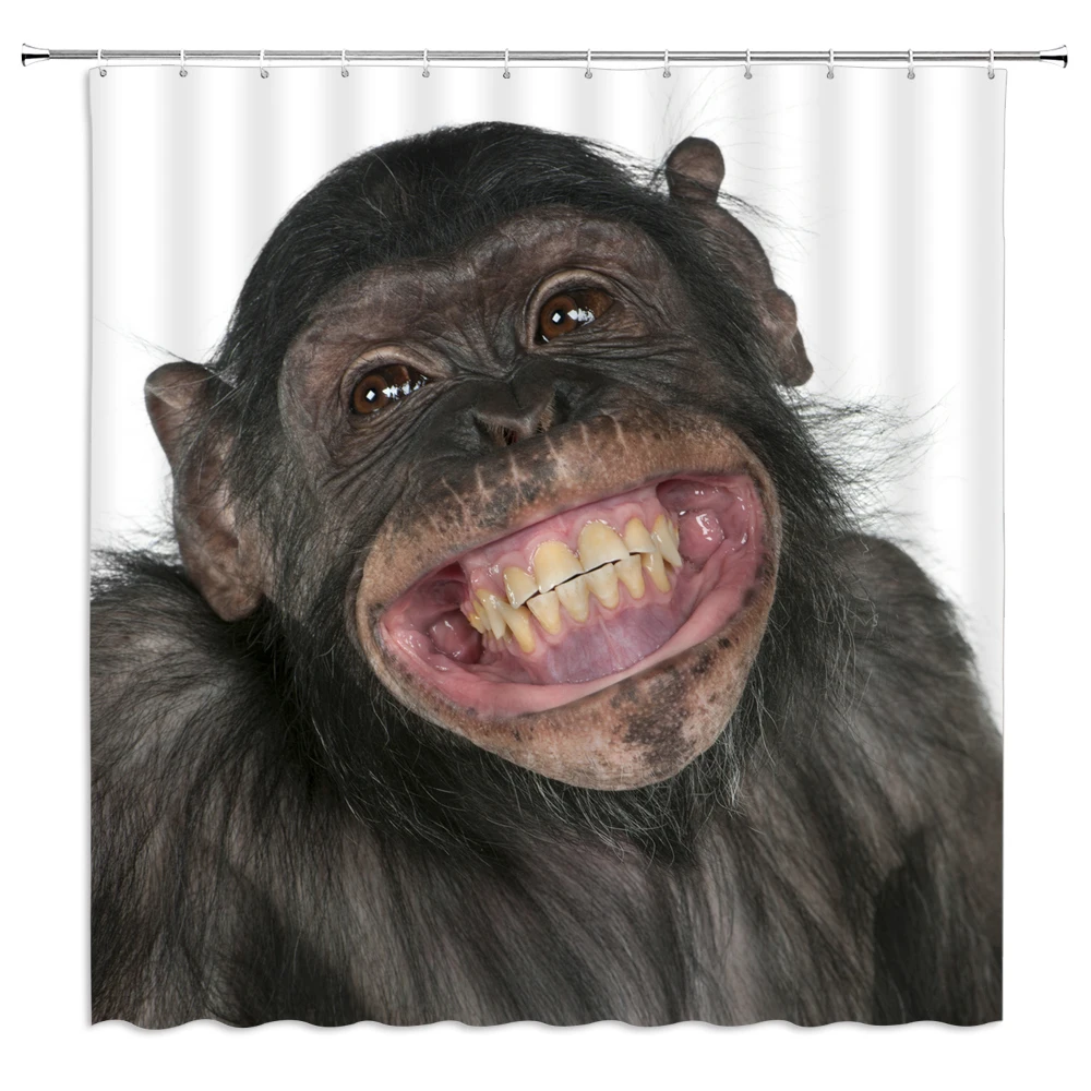 

Забавная занавеска для душа, 3d занавеска для ванны с принтом обезьяны, орангутана, водонепроницаемая Полиэстеровая занавеска для ванной, бо...