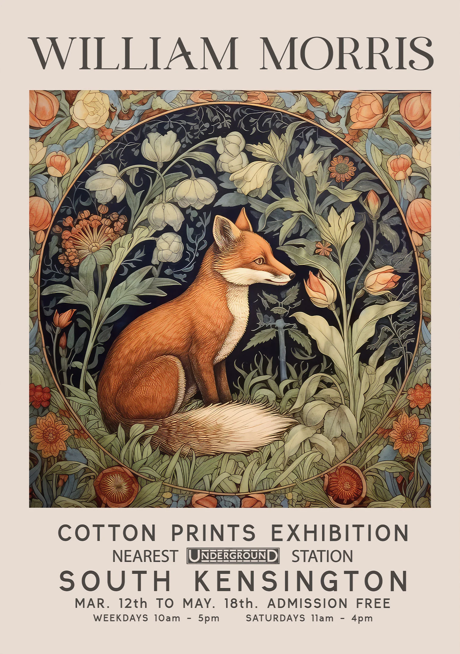 

Плакат Вильям Моррис Лиса Колибри Сова Кролик Бабочка Павлин Холст