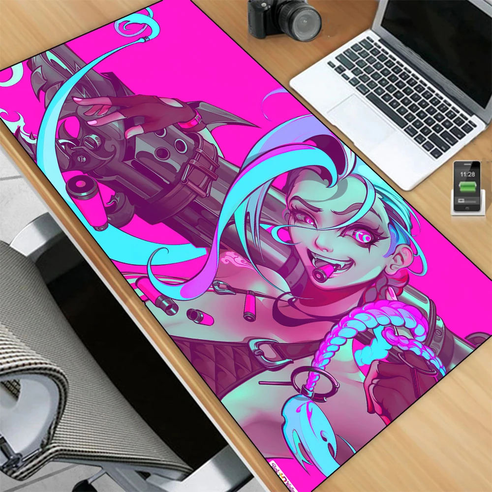 

League of Legends Jinx Mouse Pad 90x40cm Desk Pad Computer Notebook Office Mouse Pad Game Accessories Mouse Pad Gaming Anime