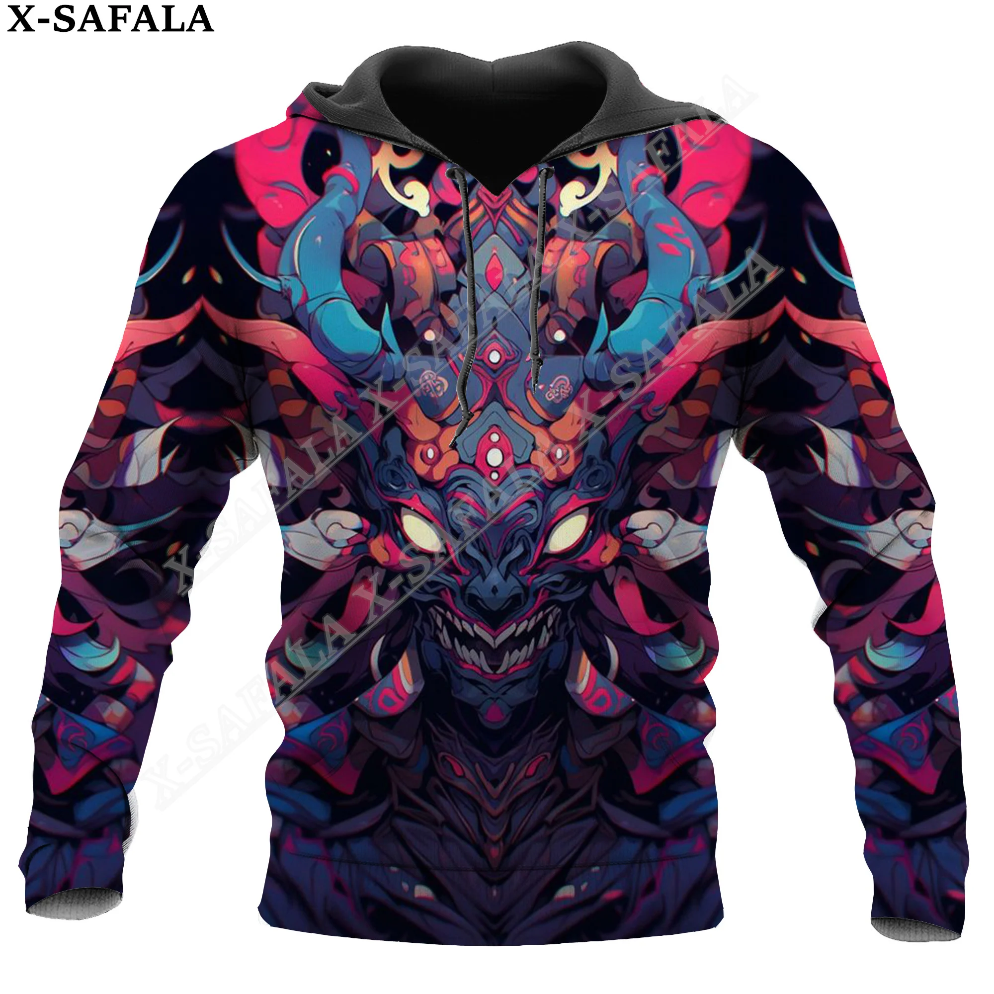 

Japanese Samurai Oni Mask Warrior 3D Print Zipper Hoodie Man Female Pullover Sweatshirt Hooded Jacket Jersey Coat Tracksuits-3