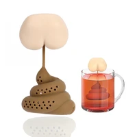 reusable silicone tea infuser creative poop shaped funny herbal tea bag coffee filter diffuser strainer tea accessories